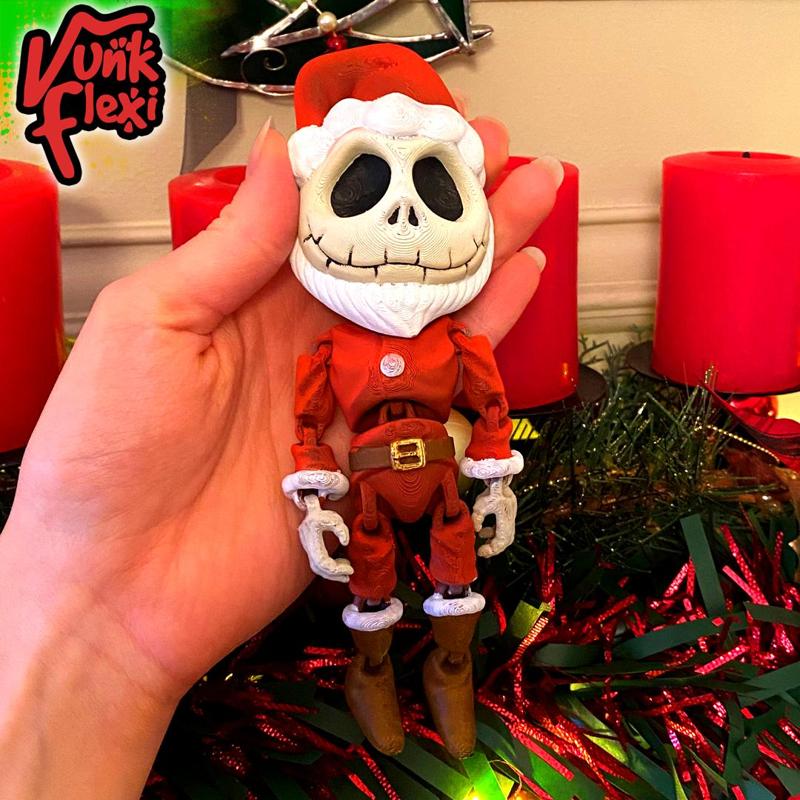Santa Jack Skellington MultiColor Flexi Print-In-Place + figure & keychain