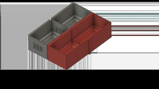 Bolt nut storage container (dove tailed)