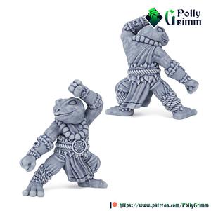 Tabletop fantasy miniature. Frogfolk grung set. Monk