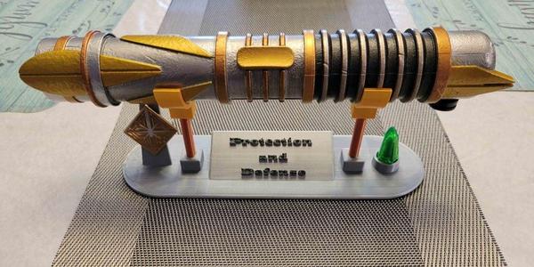 Savi's Protection and Defense Light Saber Stand with pin and crystal holder
