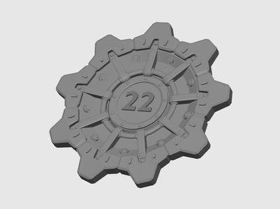 Fallout Vault Door (editable number, thinner)