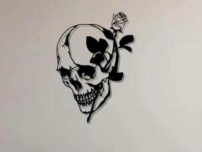 Skull with rose 2D wall art 