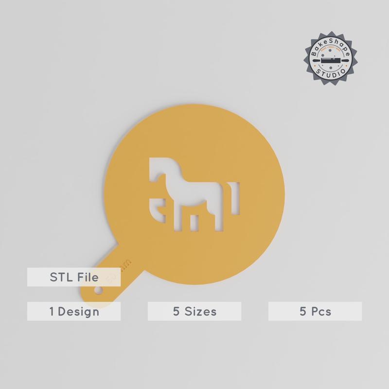 Horse Art Stencil Set, 5 Sizes, Latte & Decor Stencil, Powdered Sugar, Cocoa, Edible Glitter, Cinnamon & Paint Compatible PRODUCT_1384