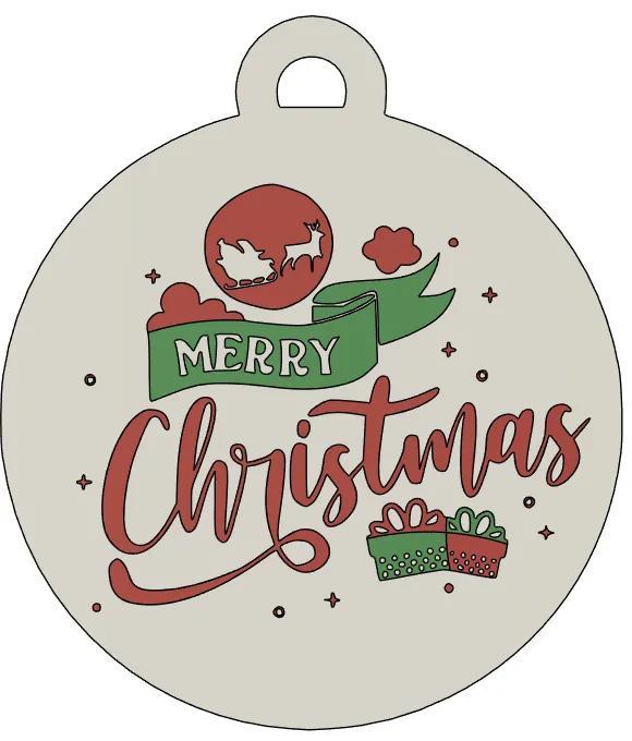Multicolor Merry Christmas 2D Bauble 3 – Festive and Vibrant!   