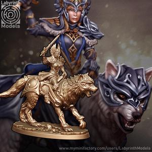 Valkyrie Cavalry (riding Giant Snow-Wolves) - 32mm scale