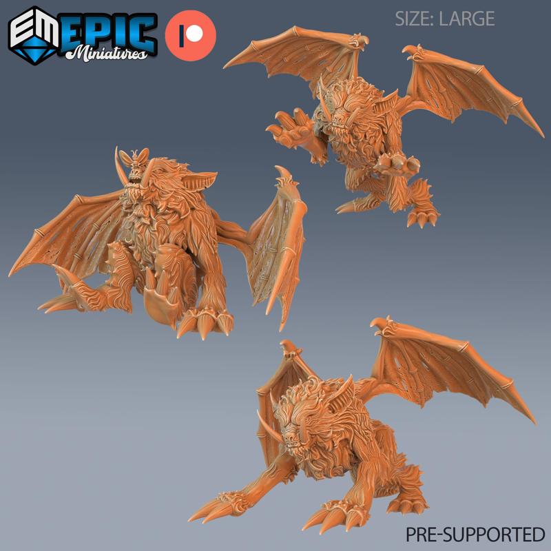 Summoned Beast Set / Winged Magical Forest Creature /  Hairy Nature Guardian