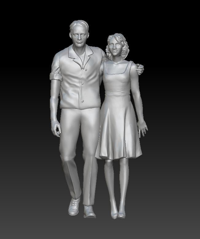 man and woman are walking