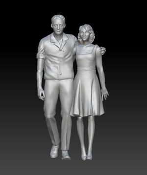 man and woman are walking