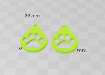 Little cute cat paw or kitten paw earrings