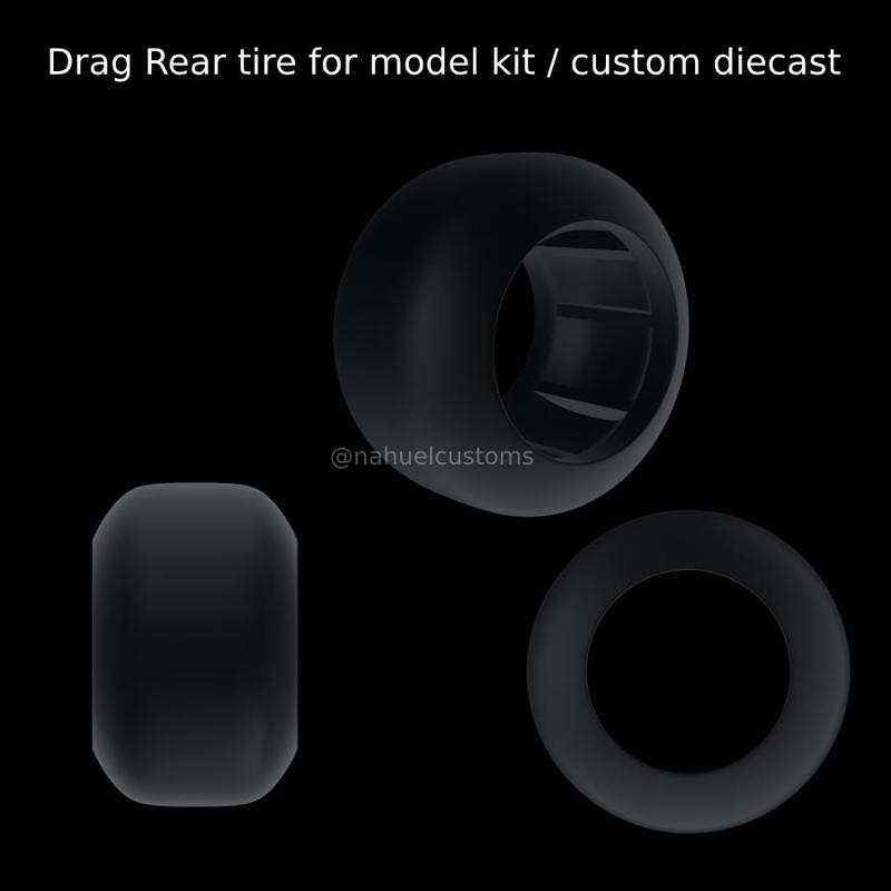 Drag Rear tire for model kit / custom diecast
