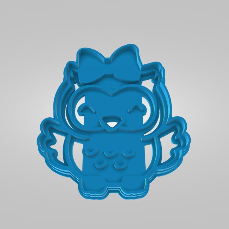 Cute Girl Owl Cookie Cutter Imprint