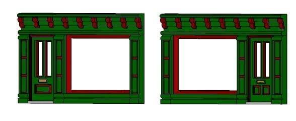 SCALEPRINT SINGLE SHOP FRONTS LEFT AND RIGHT 00/HO SCALE