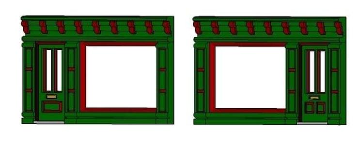 SCALEPRINT SINGLE SHOP FRONTS LEFT AND RIGHT 00/HO SCALE