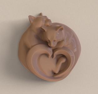 3D model Statuette Two Sleeping Cats