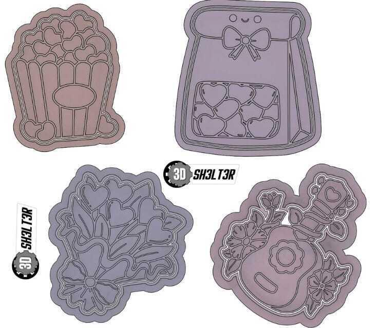 Valentine's Day Cookie Cutter, Love, Objects,GUITAR, Flowers, LOVE, HEARTS