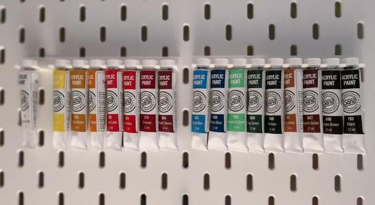 Paint tube holder for IKEA Skadis (Skådis)