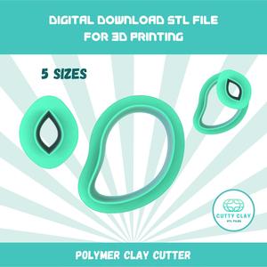 Cutty Clay stl mango with leaf polymer clay cutters, stl file for 3D printing
