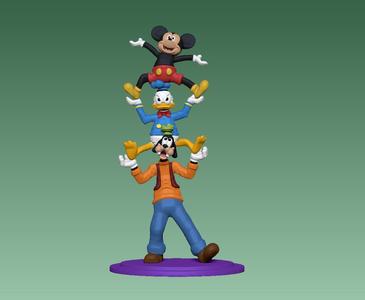goofy holding donald duck and mickey mouse in funny pose from mickey mouse cartoon
