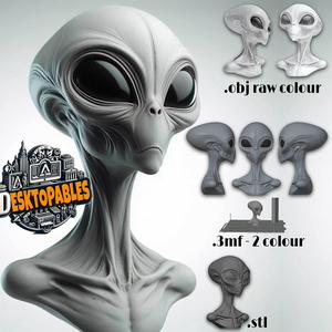 Grey alien bust H - includes optional colour profiles