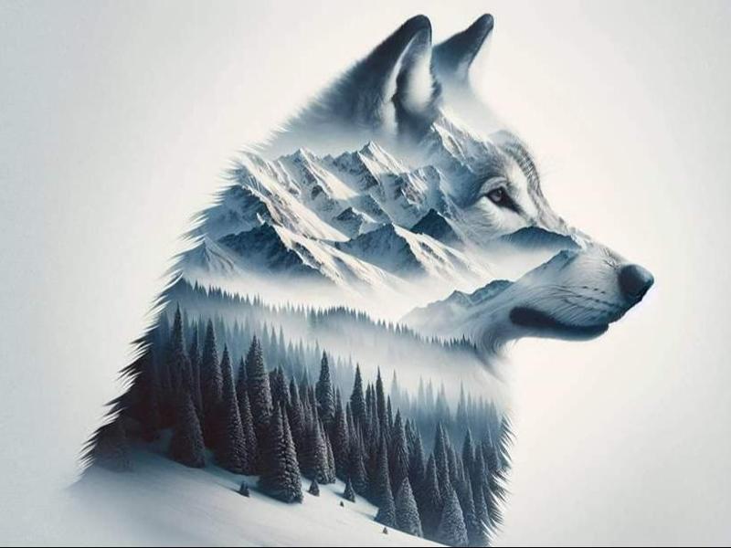 Wolf Spirit: Nature's Silhouette - Hueforge