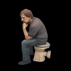 Slovenian philosopher Slavoj Žižek contemplating in the bathroom