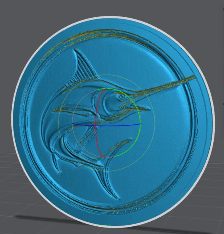 sword fish coin token wall art