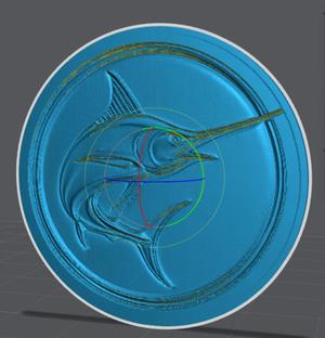 sword fish coin token wall art