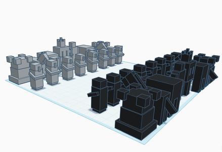 Voxel-Style Custom Chess Set – Printable 3D Models