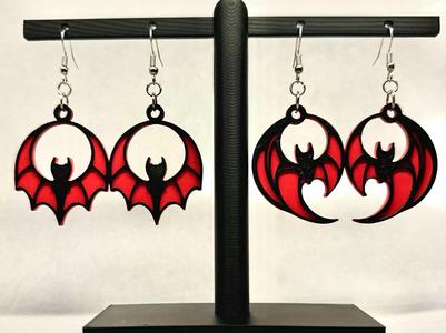 Spooky Black & Red Bat Earrings – 2 Unique Designs