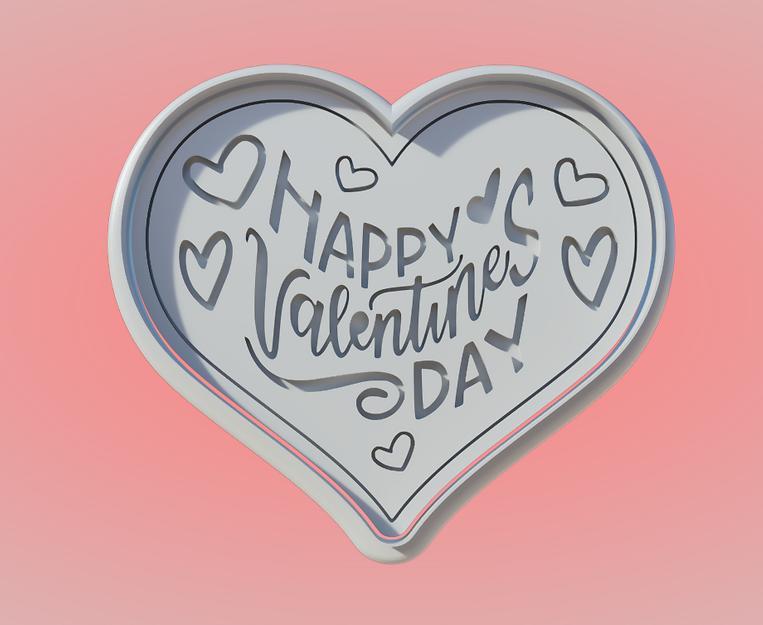 Heart-Shaped Happy Valentine's Day Cookie Cutter and Stamp - Love Notes in Every Bite!
