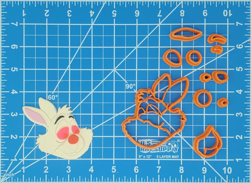 White Rabbit Alice in Wonderland Multipiece Fondant Cookie Cutter Set Multiple Sizes