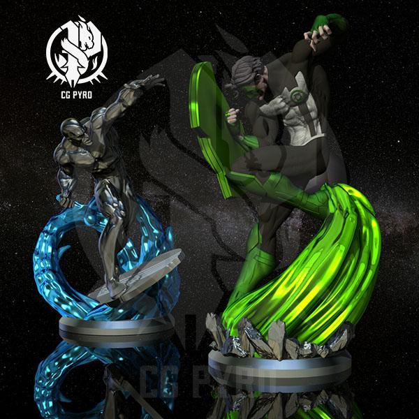 x2 Green Lantern Vs Silversurfer Dioram Crossover DC Comics Vs Marvel