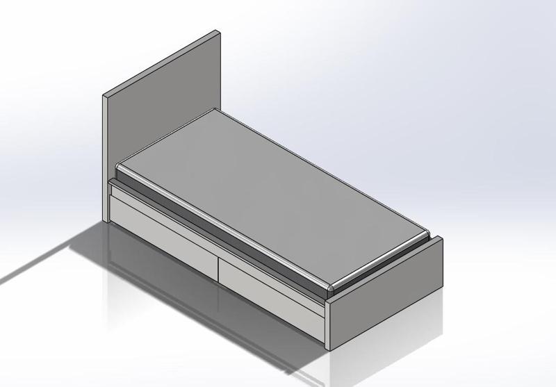 1.6 Scale Ikea malm style Single Size Bed with Drawers for Barbie doll (Doll house)