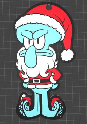 Keychain: Squidward santa claus