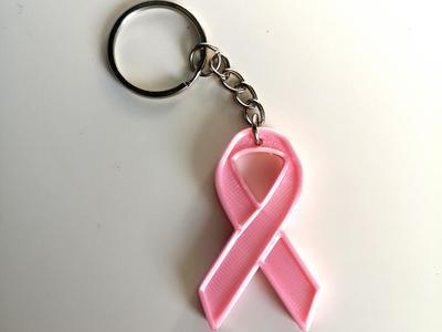 Pink October ribbon keychain