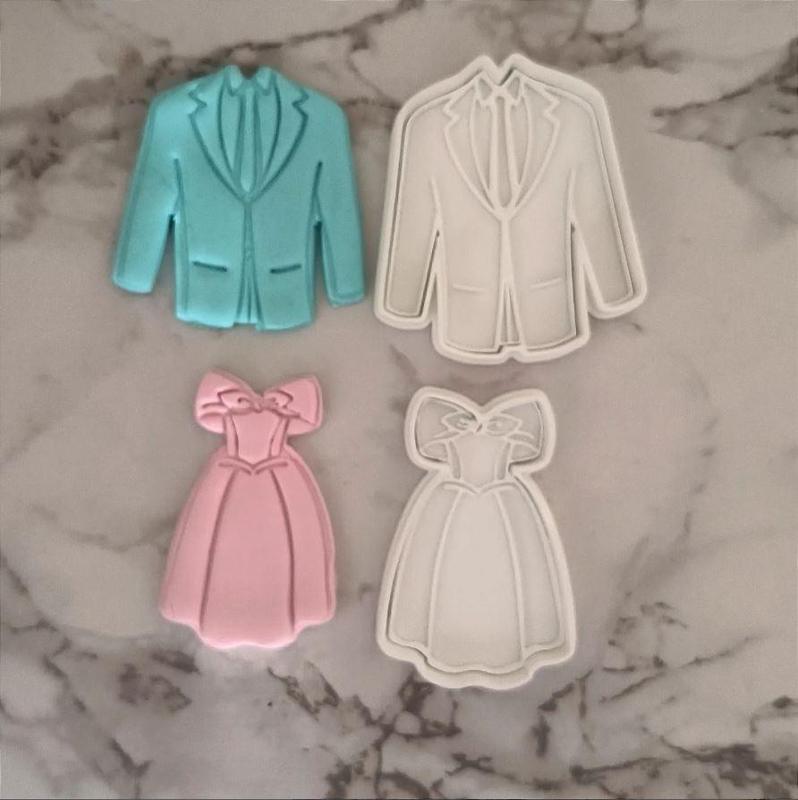 Wedding Couple Cookie Cutter Set: Groom's Suit and Wedding Dress