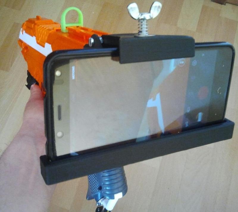 Sturdy smartphone holder for Nerf stock