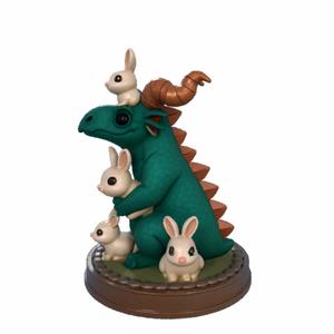 Bunny Guardian - 3D Printable Dragon and Rabbits Figurine
