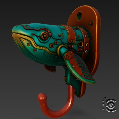 Whalebolt Hook - Retro Mech Whale STL