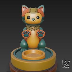 High-Five Robo Cat - 3D Printable Bowl Companion