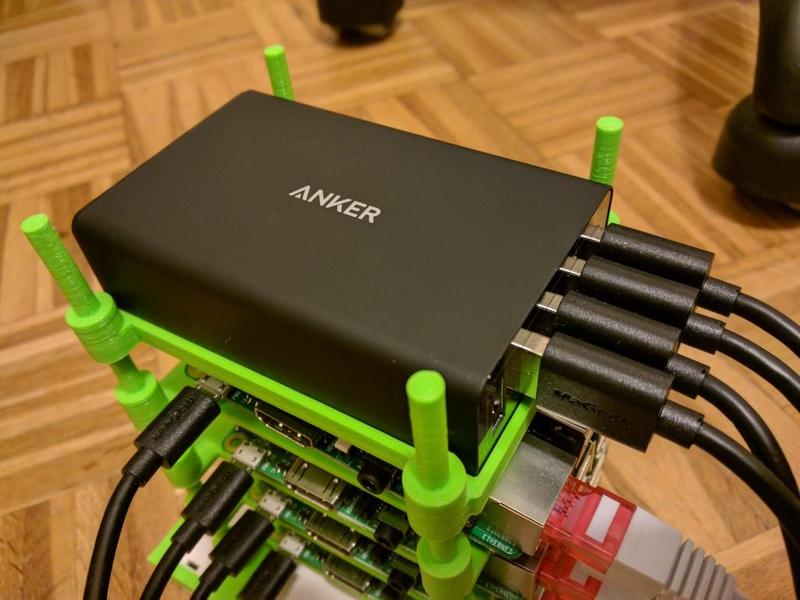 Raspberry PI stack mount for ANKER PowerPort 5 USB charger