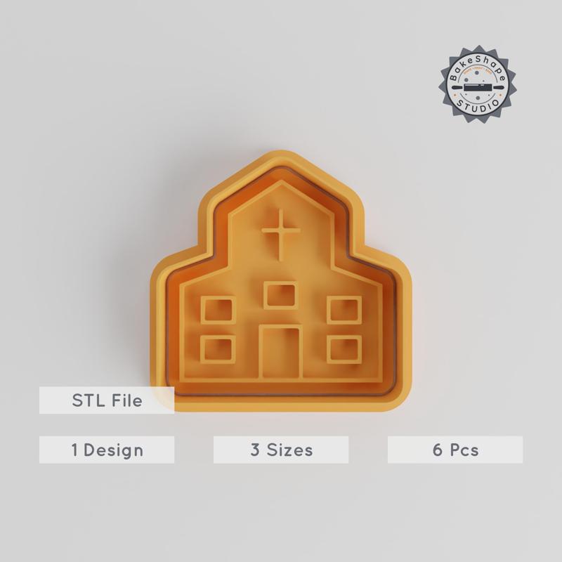 Church Shape Cutter & Stamp Set, Perfect for Cookies & Fondant, S/M/L Sizes, 6-Piece Collection PRODUCT_4857