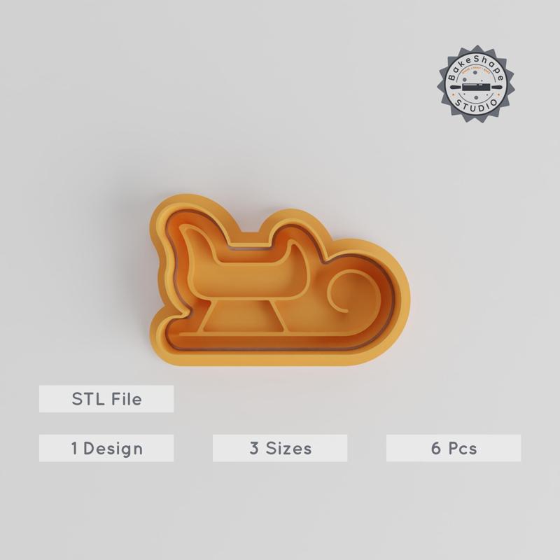 Christmas Sled Shape Cutter & Stamp Set, Perfect for Cookies & Fondant, Includes 6 Pieces in S/M/L Sizes PRODUCT_4945