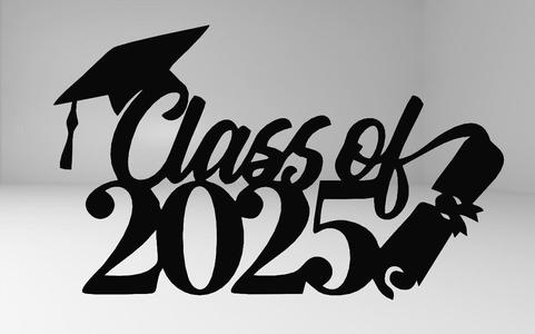 Line Art Design - "Class of 2025" with Graduation Cap and Diploma