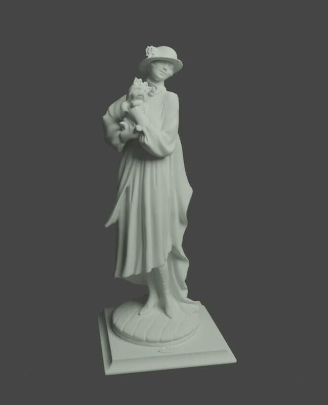 1930s girl with dog Italian antique statue