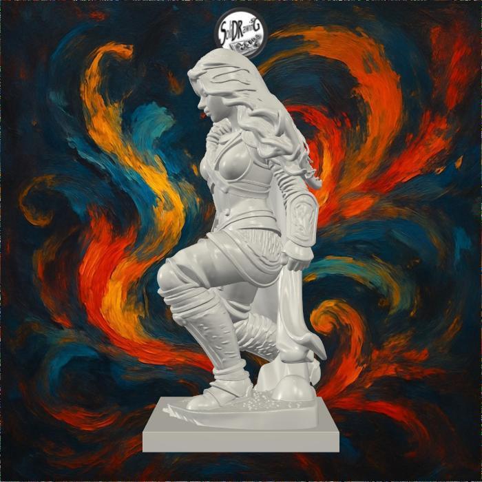 Determined Female Warrior with Cape – SoliDRawinGs SG627