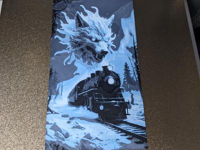 Wolf Train HueForge with frame