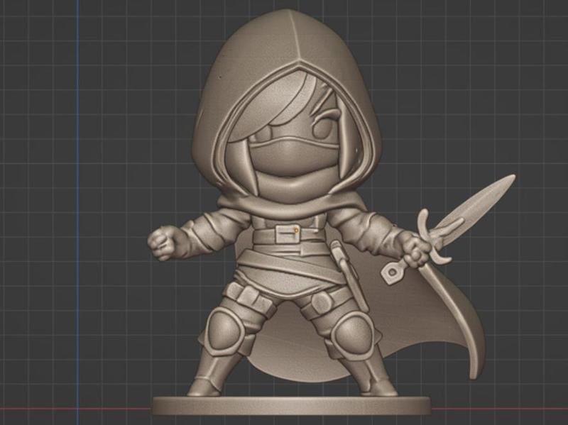 Halfling Rogue 32mm STL Miniature for D&D Female