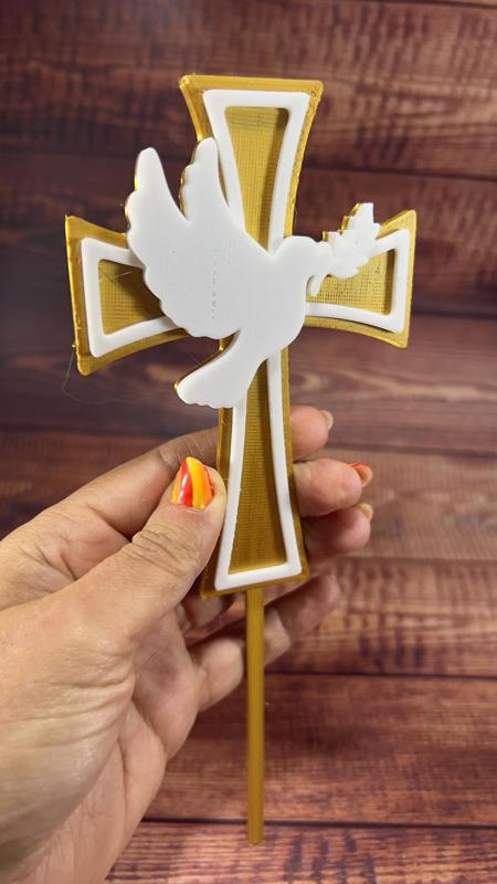 Cross and Dove Cake Topper
