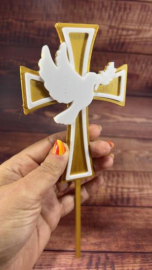 Cross and Dove Cake Topper